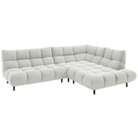 ECKSOFA Ottomane rechts, Eckteil  Weiß Feincord  - Schwarz/Weiß, Design, Holz/Textil (288/215cm) - Pure Home Lifestyle