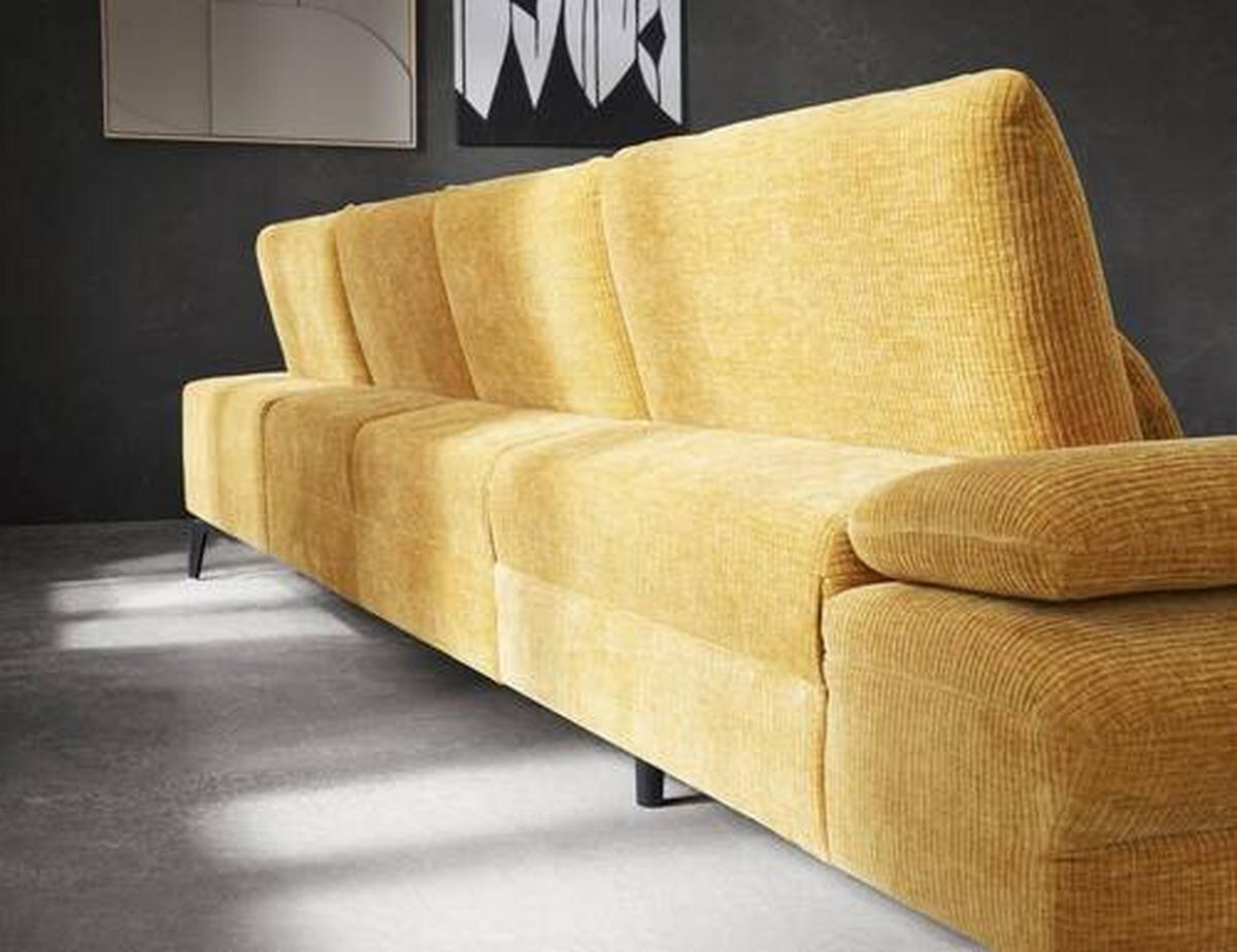 WOHNLANDSCHAFT in Webstoff Currygelb  - Currygelb/Schwarz, Design, Textil/Metall (157/354/208cm) - Dieter Knoll