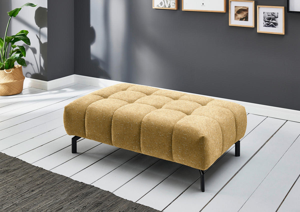 ECKSOFA in Chenille Currygelb  - Currygelb/Schwarz, Design, Textil/Metall (190/329cm) - Beldomo Style