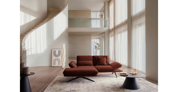 ECKSOFA  in Flachgewebe Rotorange  155/234 cm  - Rotorange/Schwarz, Design, Textil/Metall (155/234cm) - Dieter Knoll