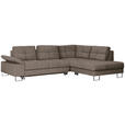 ECKSOFA in Flachgewebe Braun  - Braun, Design, Textil/Metall (296/229cm) - Novel