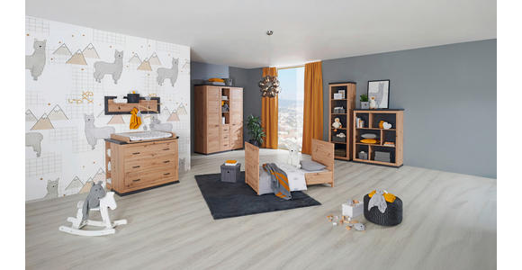 GITTERBETT Benton  145/76,5/80 cm   - Eichefarben/Dunkelgrau, Natur, Holz/Holzwerkstoff (145/76,5/80cm) - My Baby Lou