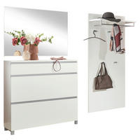 GARDEROBE 3-teilig  in 205/195/31 cm  - Weiss/Silberfarben, Design, Holzwerkstoff (205/195/31cm)