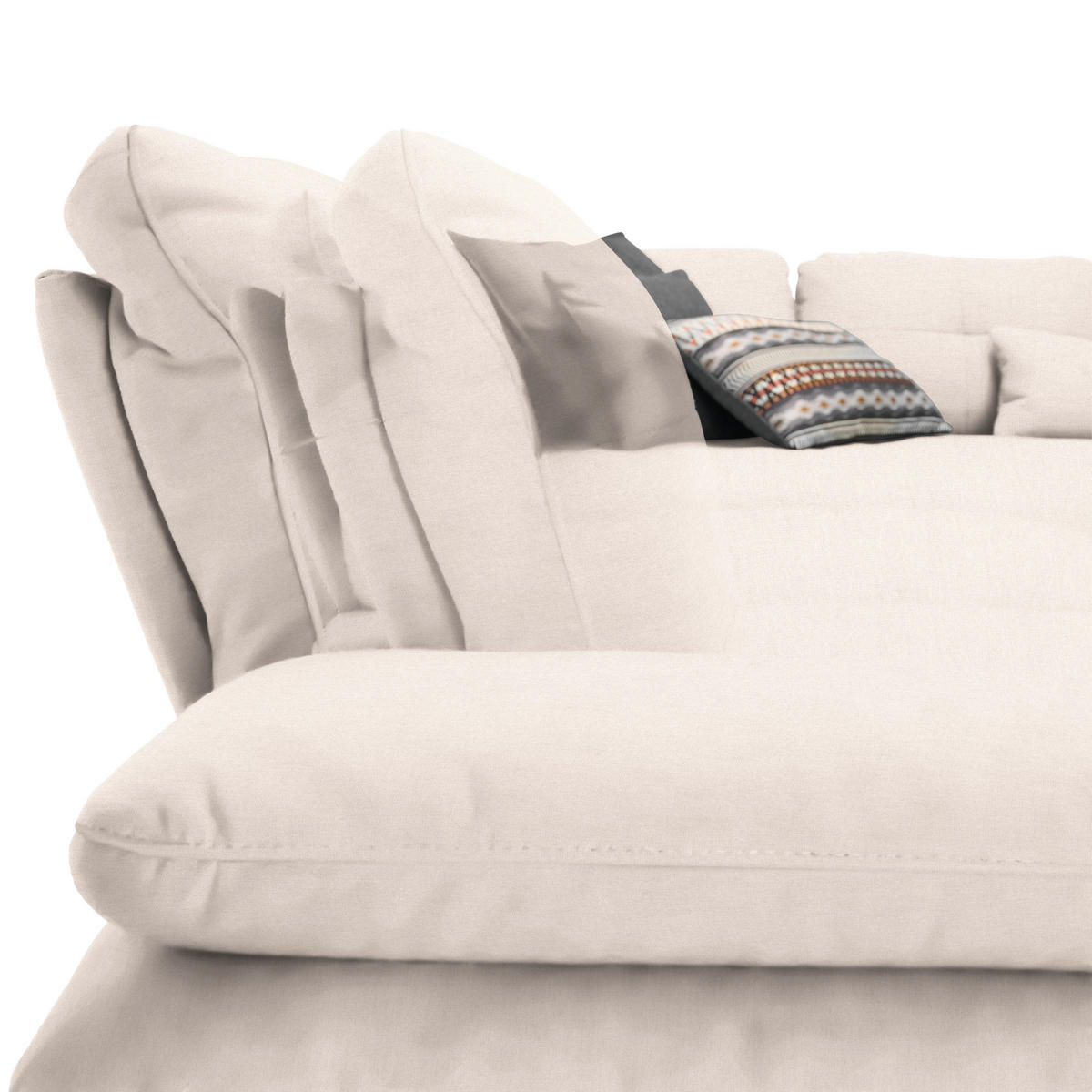 ECKSOFA in Flachgewebe Creme  - Creme/Schwarz, Design, Textil/Metall (344/271cm) - Chilliano