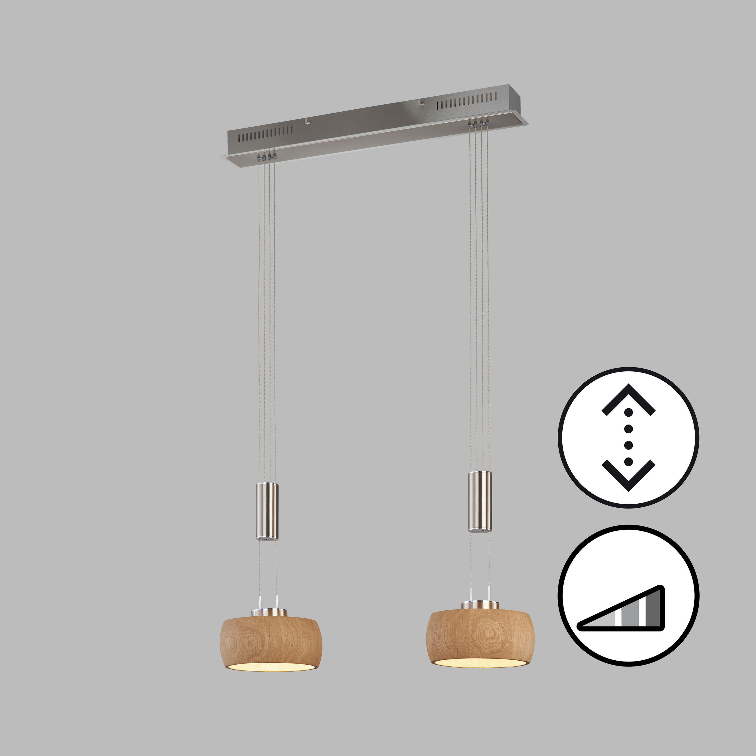 LED-HÄNGELEUCHTE Shine-Wood 65/21/150 cm   - Natur, Holz/Metall (65/21/150cm) - Fischer & Honsel
