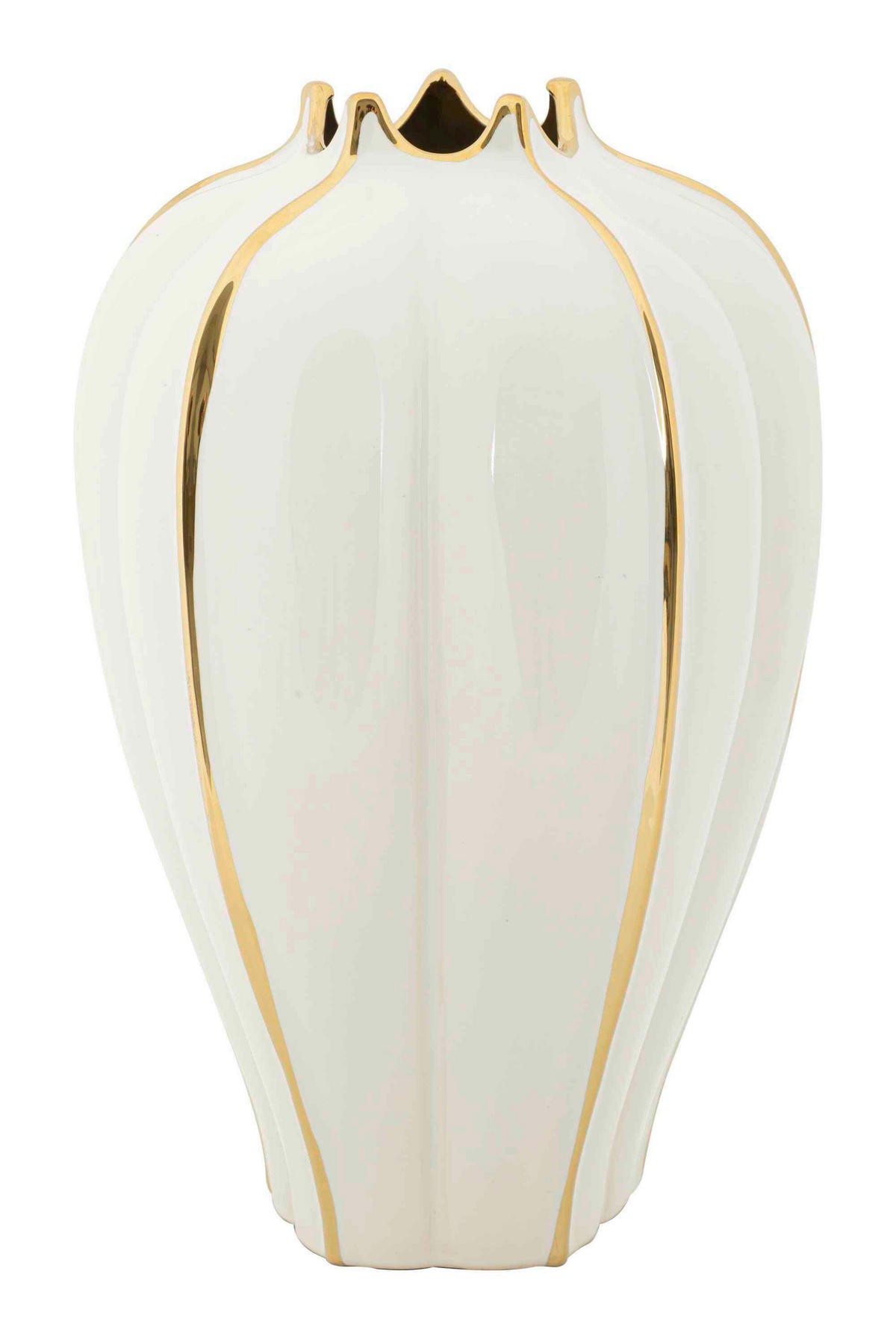 VASE  - Goldfarben/Weiß, Basics, Keramik (21/40/21cm)