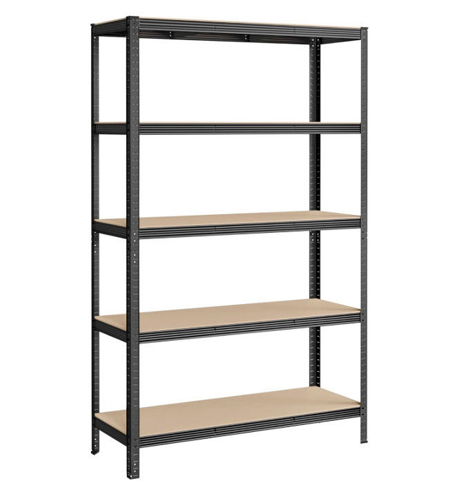 REGÁL NA TĚŽKÉ NÁKLADY - černá/světle hnědá, Basics, kov/kompozitní dřevo (120/200/60cm)