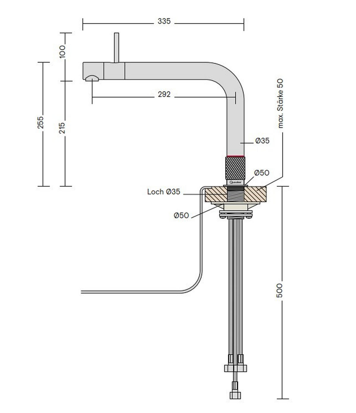KÜCHENARMATUR FTBLK  - Schwarz, Basics, Metall (3,5/25,5/33,5cm) - Quooker