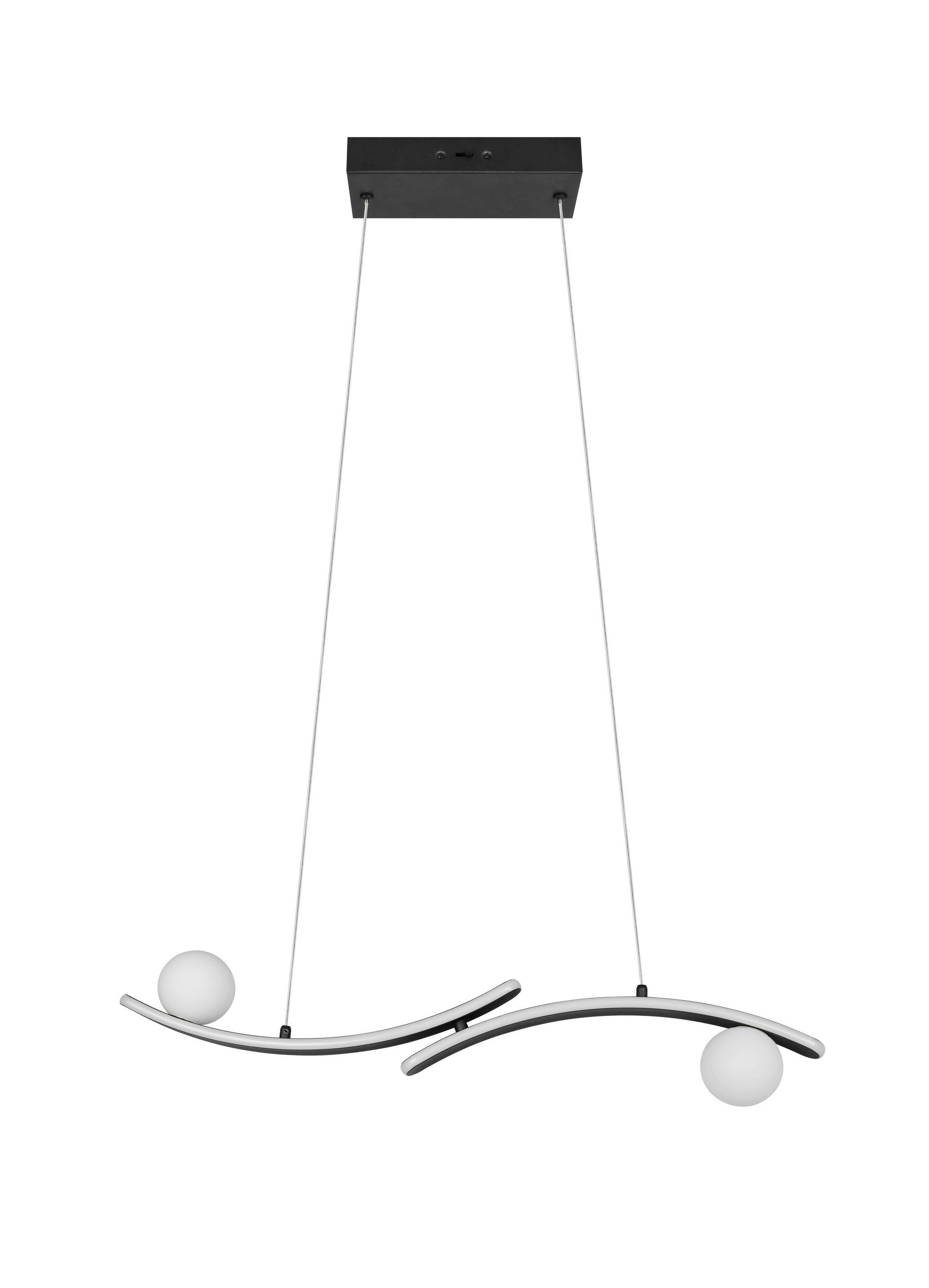 LED-HÄNGELEUCHTE Napoli 82/150 cm  - Schwarz/Weiß, Design, Glas/Kunststoff (82/150cm) - Trio Leuchten
