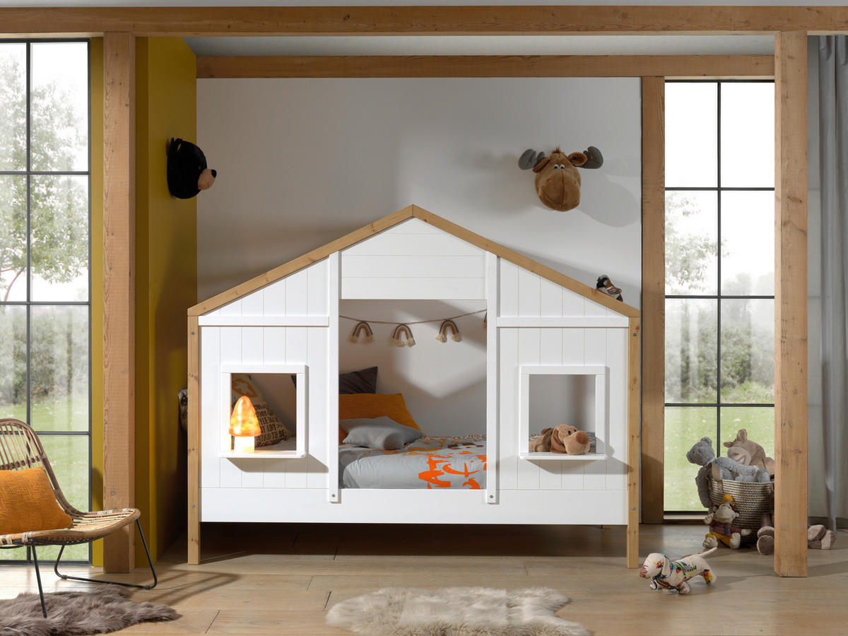 HAUSBETT 90/200 cm  - Eichefarben/Weiß, MODERN, Holz (90/200cm) - MID.YOU