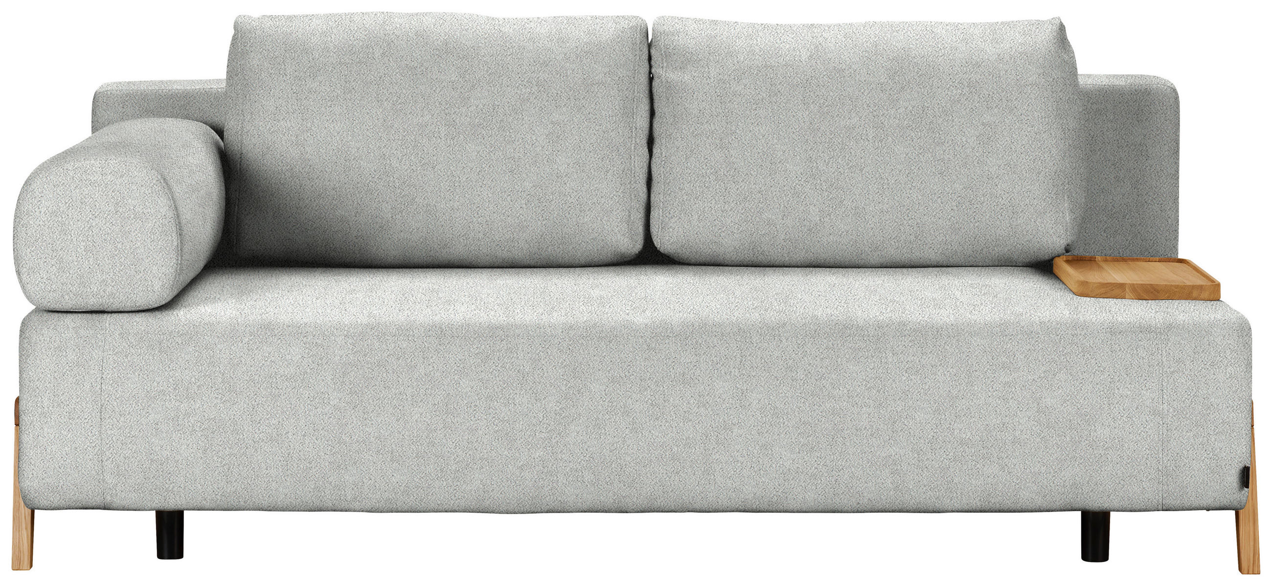 SCHLAFSOFA Chenille Hellgrau  - Hellgrau/Naturfarben, Design, Holz/Textil (211/88/102cm) - Niels Andersson