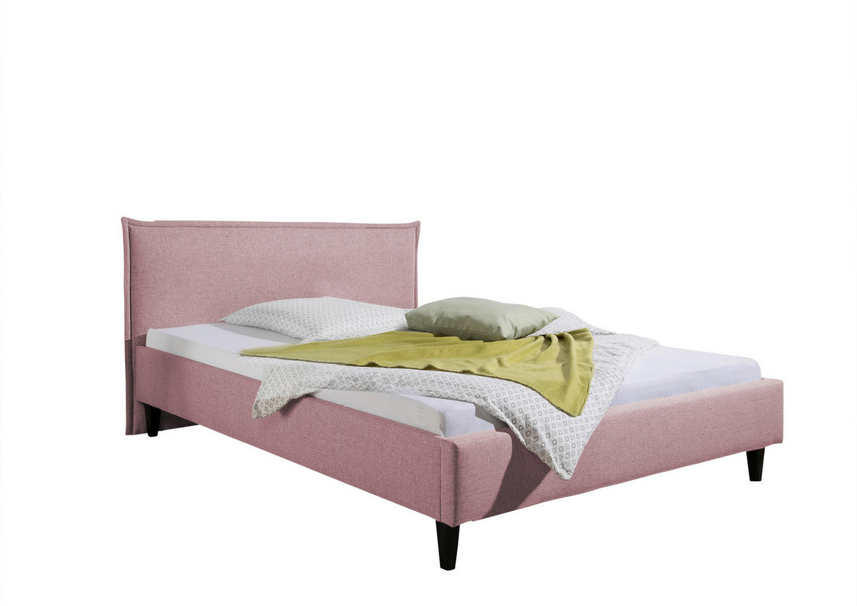 POLSTERBETT 100/200 cm,  in Rosa,  - Schwarz/Rosa, MODERN, Holz/Textil (100/200cm) - Livetastic