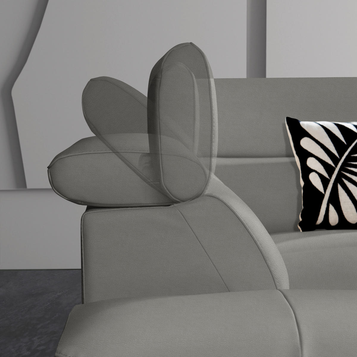 ECKSOFA Grau Echtleder  - Schwarz/Grau, Design, Leder/Metall (281/225cm) - Celina Home