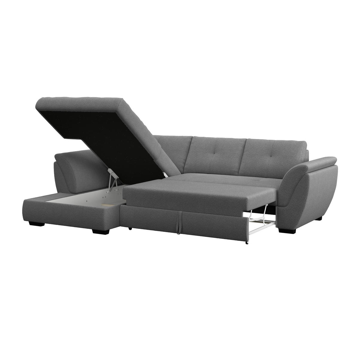 ECKSOFA Anthrazit Zierkissen, Bettkasten, Schlaffunktion, Rücken echt  - Anthrazit/Schwarz, KONVENTIONELL, Kunststoff/Textil (187/278cm) - MID.YOU