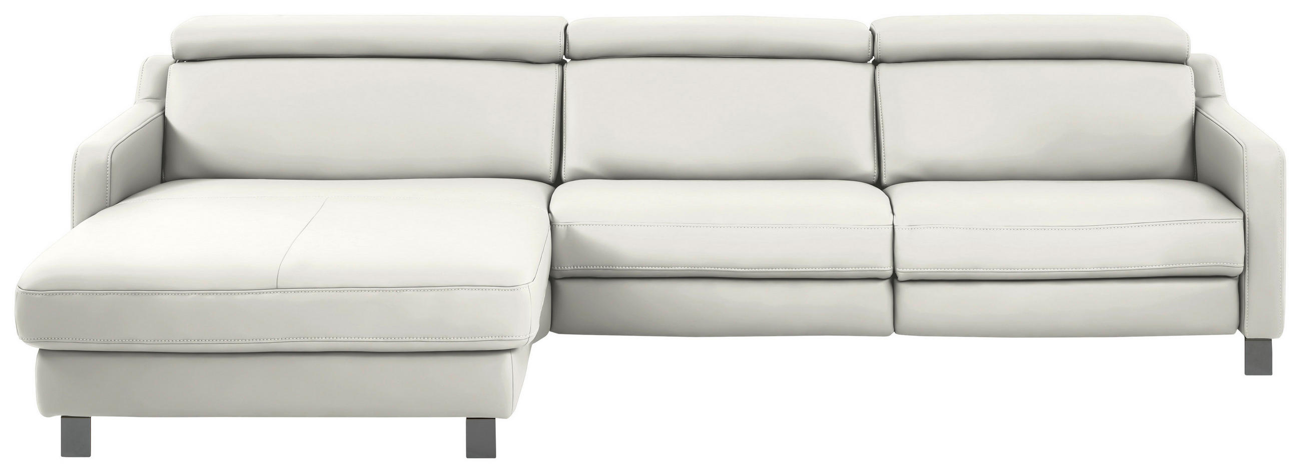 ECKSOFA in Echtleder Creme  - Creme/Schwarz, Design, Leder/Metall (176/291cm) - Valdera