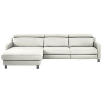 ECKSOFA in Echtleder Creme  - Creme/Schwarz, Design, Leder/Metall (176/291cm) - Valdera