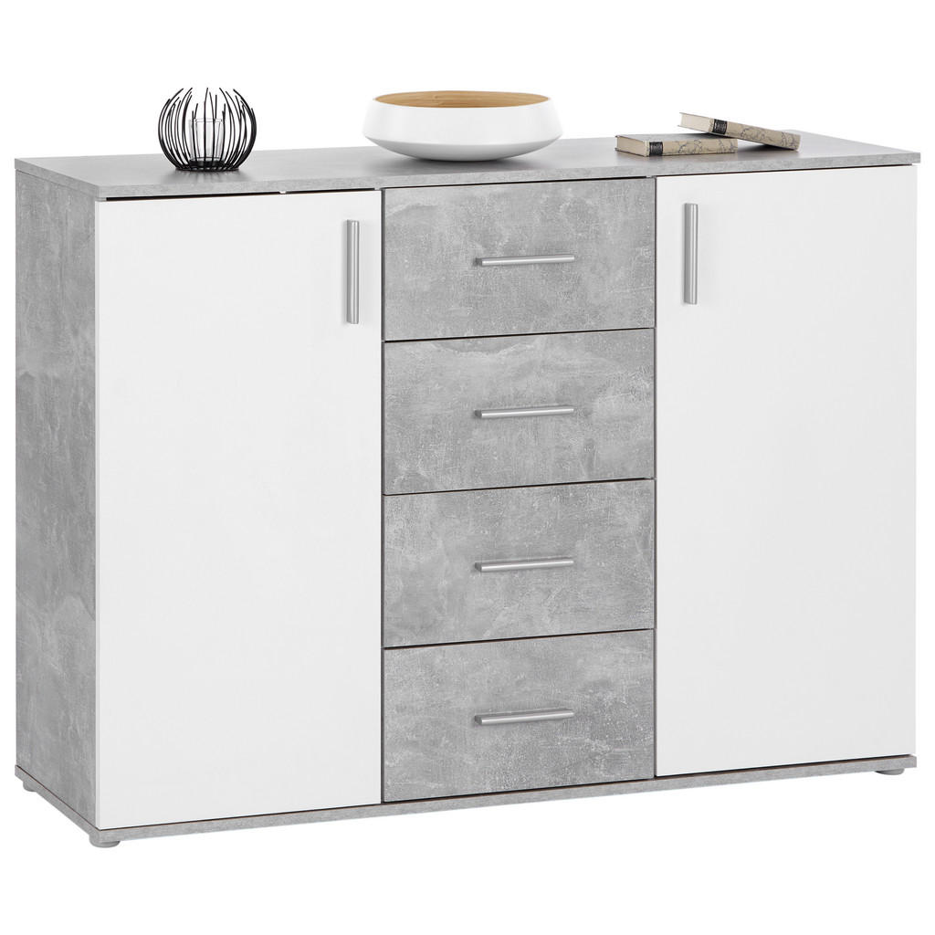 Kommode Mit Schubladen B: 132 Cm Ina Weiß/betonoptik