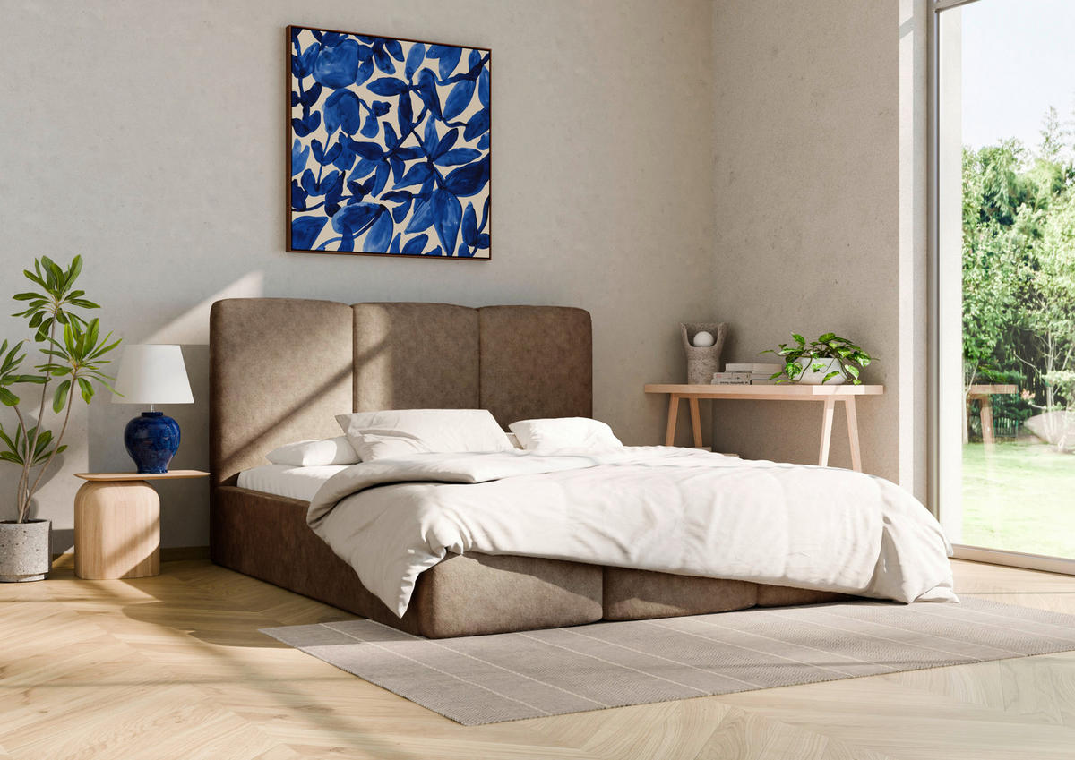 POLSTERBETT Lattenrost, Bettkasten 140/200 cm  in Schlammfarben  - Schlammfarben/Schwarz, Design, Holz/Textil (140/200cm) - Boxxx
