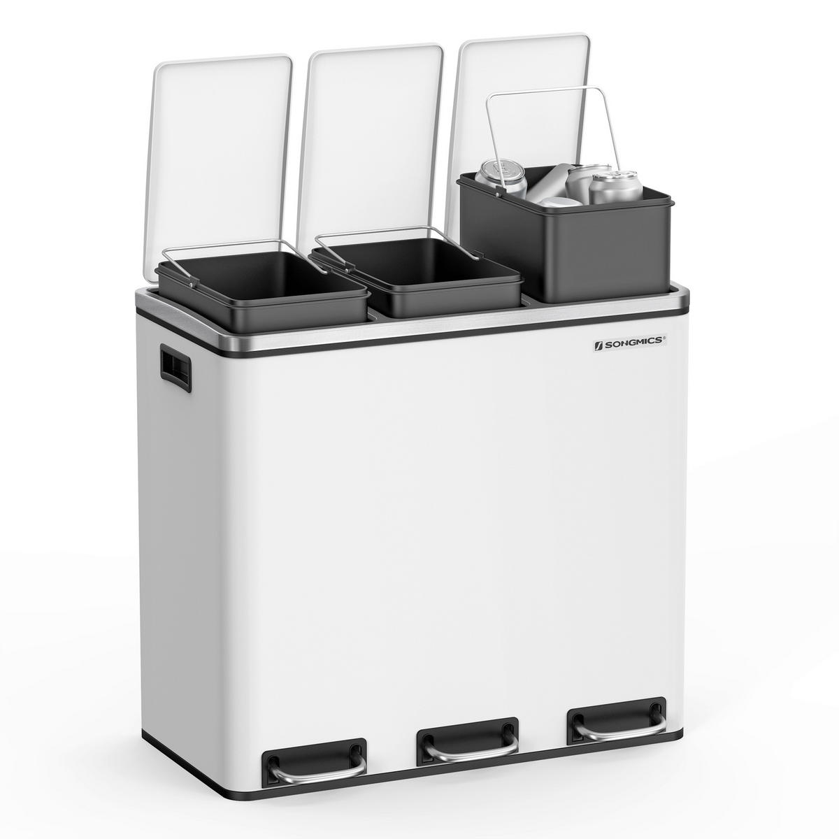 ABFALLSAMMLER 54 l  Metall, Kunststoff  - Schwarz/Weiß, Basics, Kunststoff/Metall (61/55,5/31,6cm)