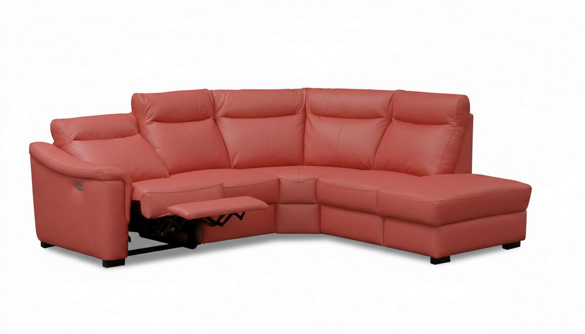 ECKSOFA Echtleder Rot  - Wengefarben/Rot, Design, Leder/Holz (260/229cm) - Livetastic