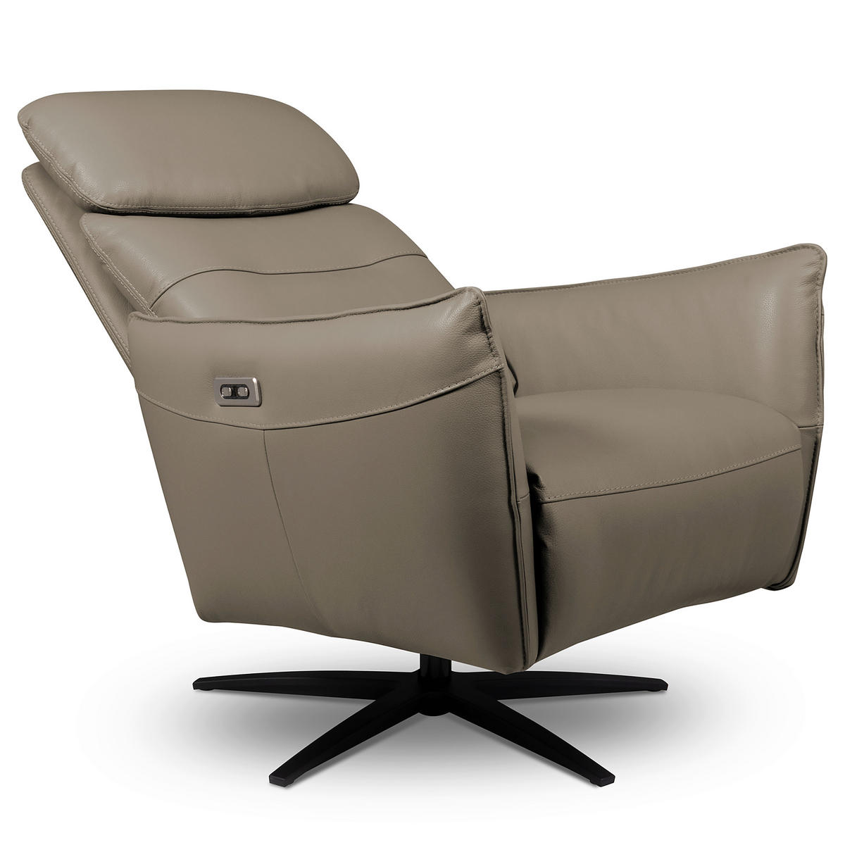 RELAXSESSEL Leder Taupe  - Taupe/Schwarz, Design, Leder/Metall (77/107/88cm) - Livetastic