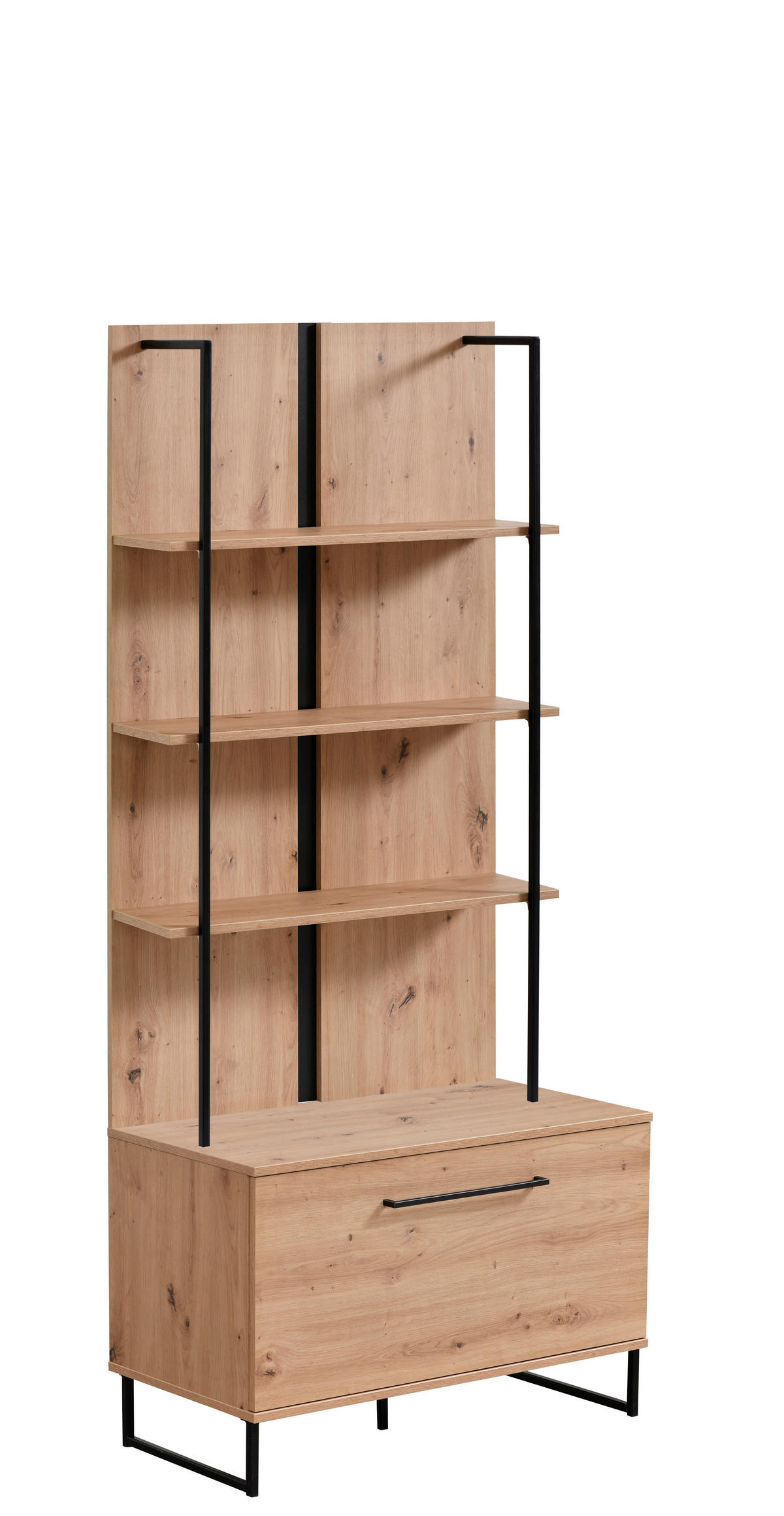 VITRÍNA, čierna, farba duba, 85/191,5/42 cm - čierna/farba duba, Basics, kompozitné drevo (85/191,5/42cm) - Xora