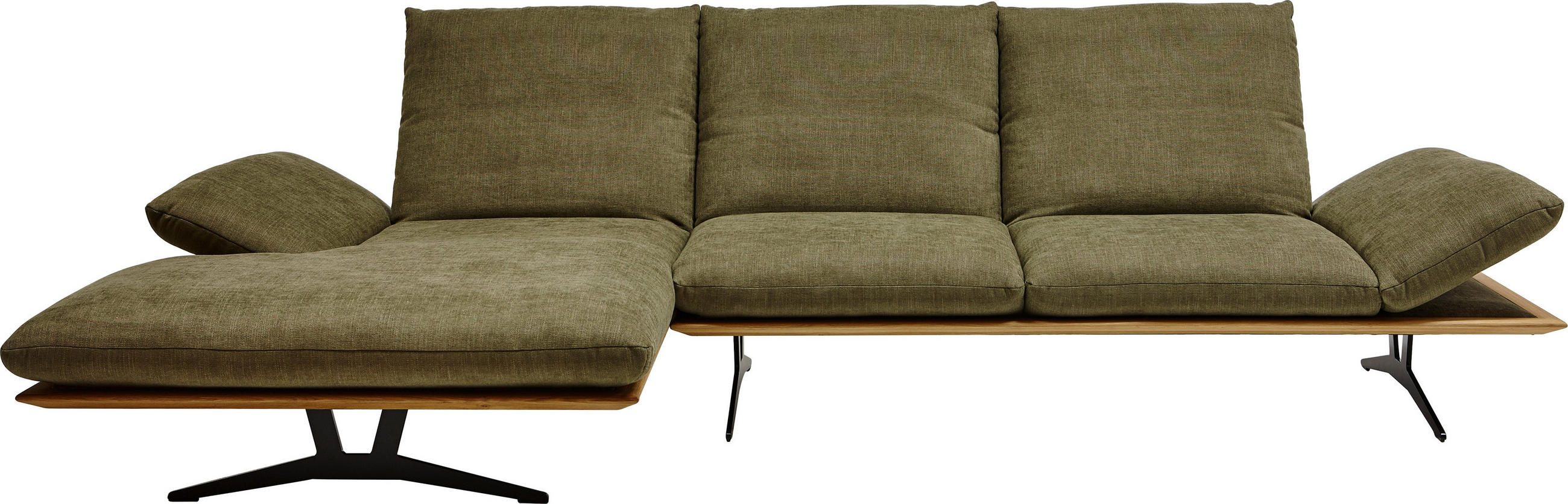 ECKSOFA Grün Flachgewebe - Schwarz/Grün, Design, Holz/Textil (159/314cm) - Dieter Knoll