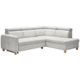 ECKSOFA inkl. Funktionen Grau Samt  - Grau, Natur, Holz/Textil (261/206cm) - Venda