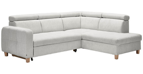 ECKSOFA inkl. Funktionen Grau Samt - Grau, Natur, Holz/Textil (261/206cm) - Venda