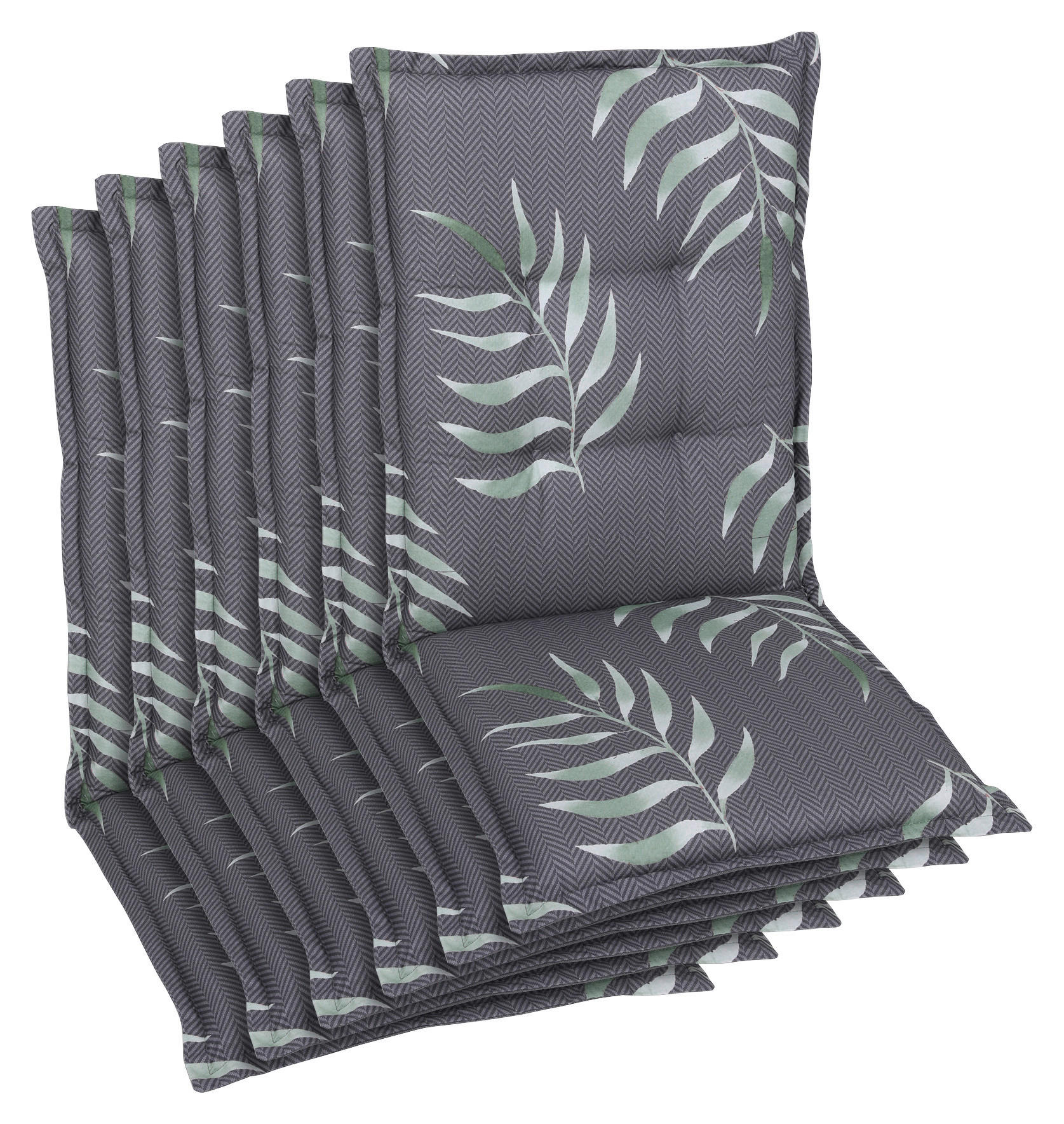 SESSELAUFLAGENSET Blätter  - Anthrazit, Design, Textil (50/7/108cm)