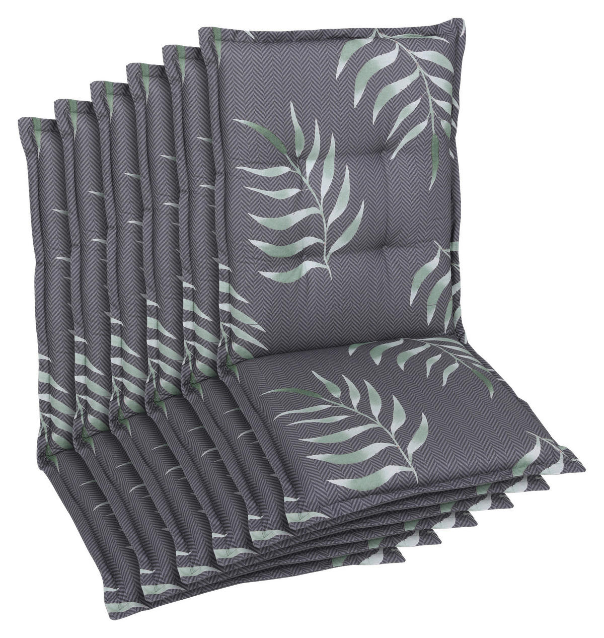 SESSELAUFLAGENSET Blätter  - Anthrazit, Design, Textil (50/7/108cm)