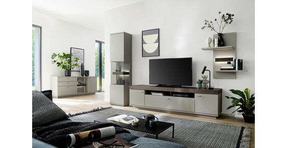 WANDBOARD massiv Grau, Eichefarben - Eichefarben/Grau, Design, Holzwerkstoff (85/97/26cm) - Novel