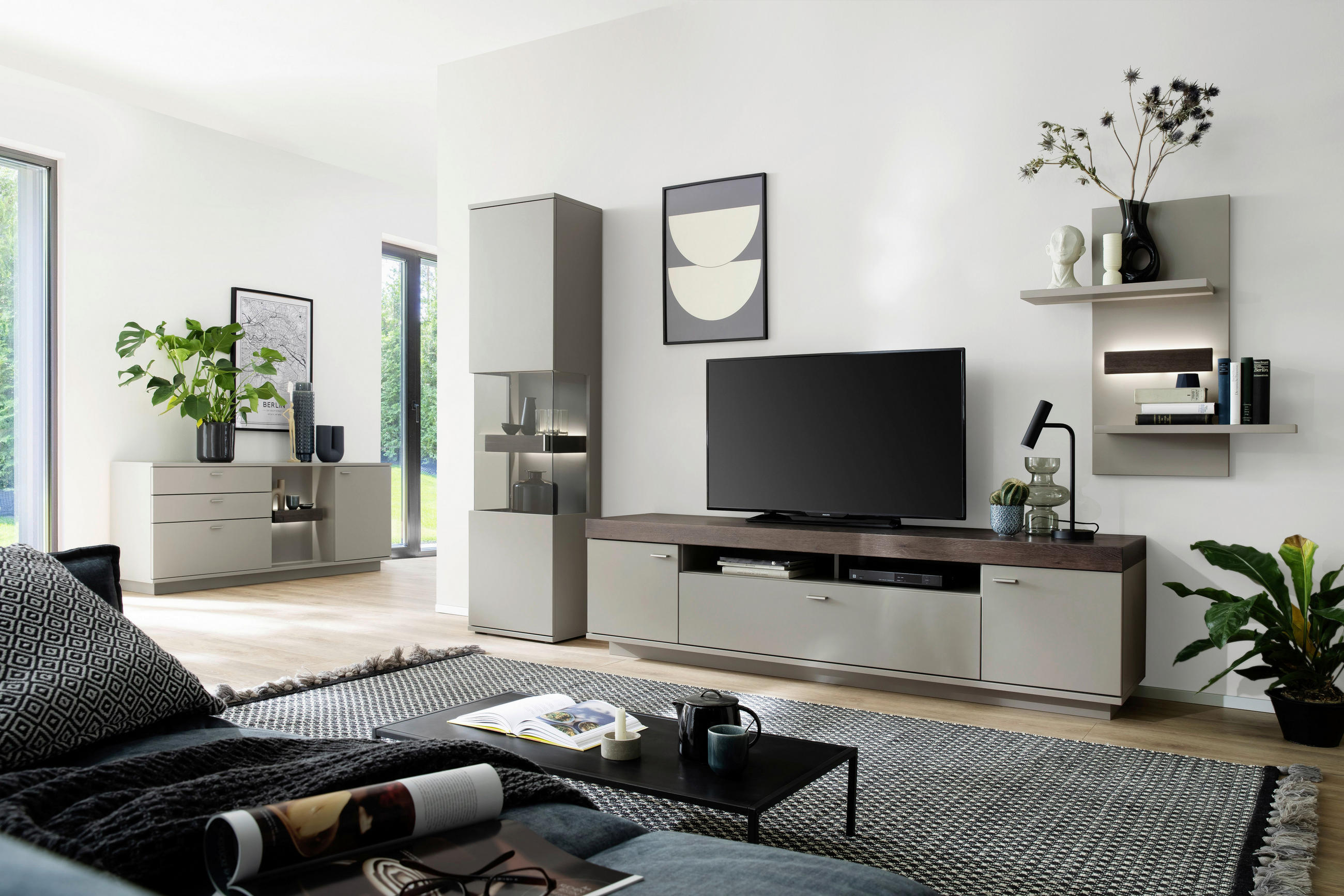 WANDBOARD massiv Grau, Eichefarben  - Eichefarben/Grau, Design, Holzwerkstoff (85/97/26cm) - Novel