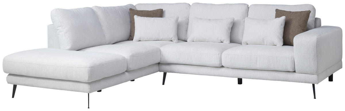 ECKSOFA Beige Struktur  - Beige/Schwarz, KONVENTIONELL, Textil/Metall (237/280cm) - Cantus