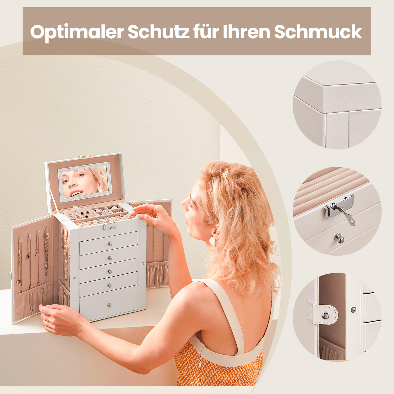 SCHMUCKKÄSTCHEN - Weiß, LIFESTYLE, Holzwerkstoff (26/32/15,6cm)