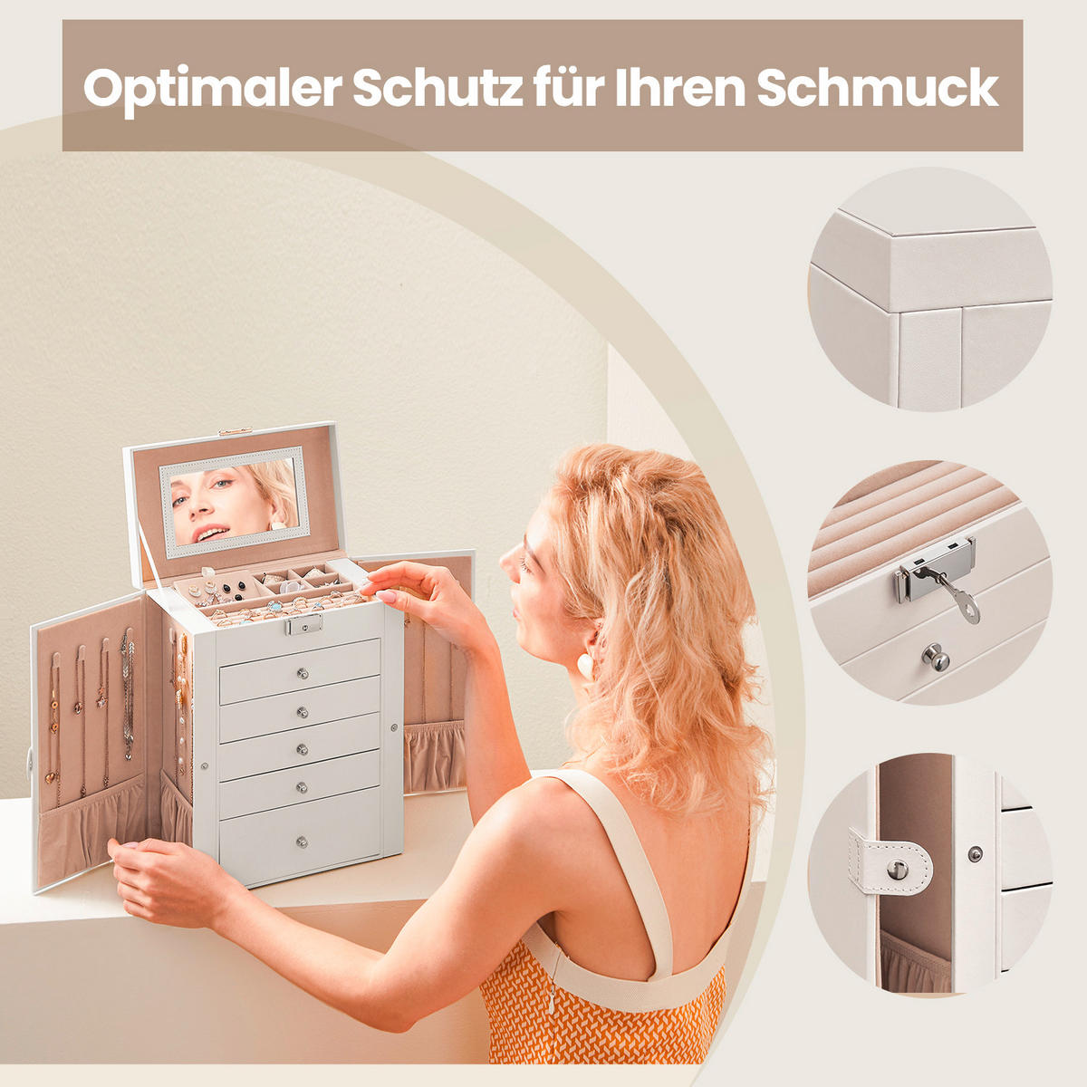 SCHMUCKKÄSTCHEN 26/32/15,6 cm  - Weiß, LIFESTYLE, Holzwerkstoff (26/32/15,6cm)