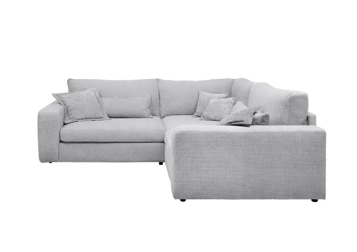 ECKSOFA  Hellgrau Cord  - Hellgrau/Schwarz, KONVENTIONELL, Kunststoff/Textil (248/248cm) - Carryhome