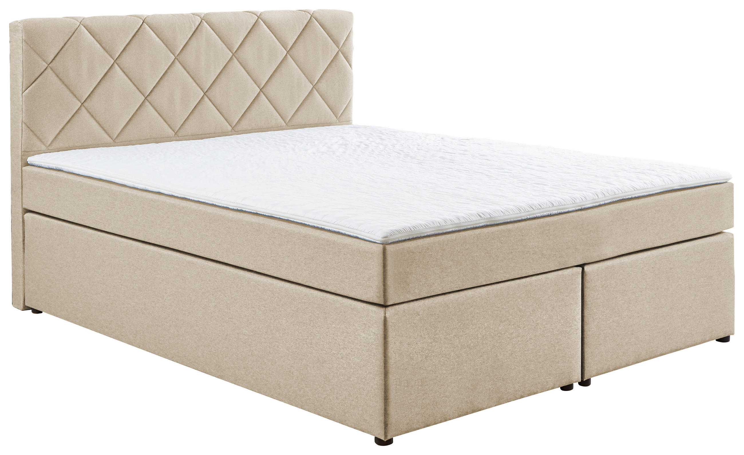 BOXSPRINGBETT 140/200 cm  in Creme  - Creme/Schwarz, KONVENTIONELL, Kunststoff/Textil (140/200cm) - Boxxx