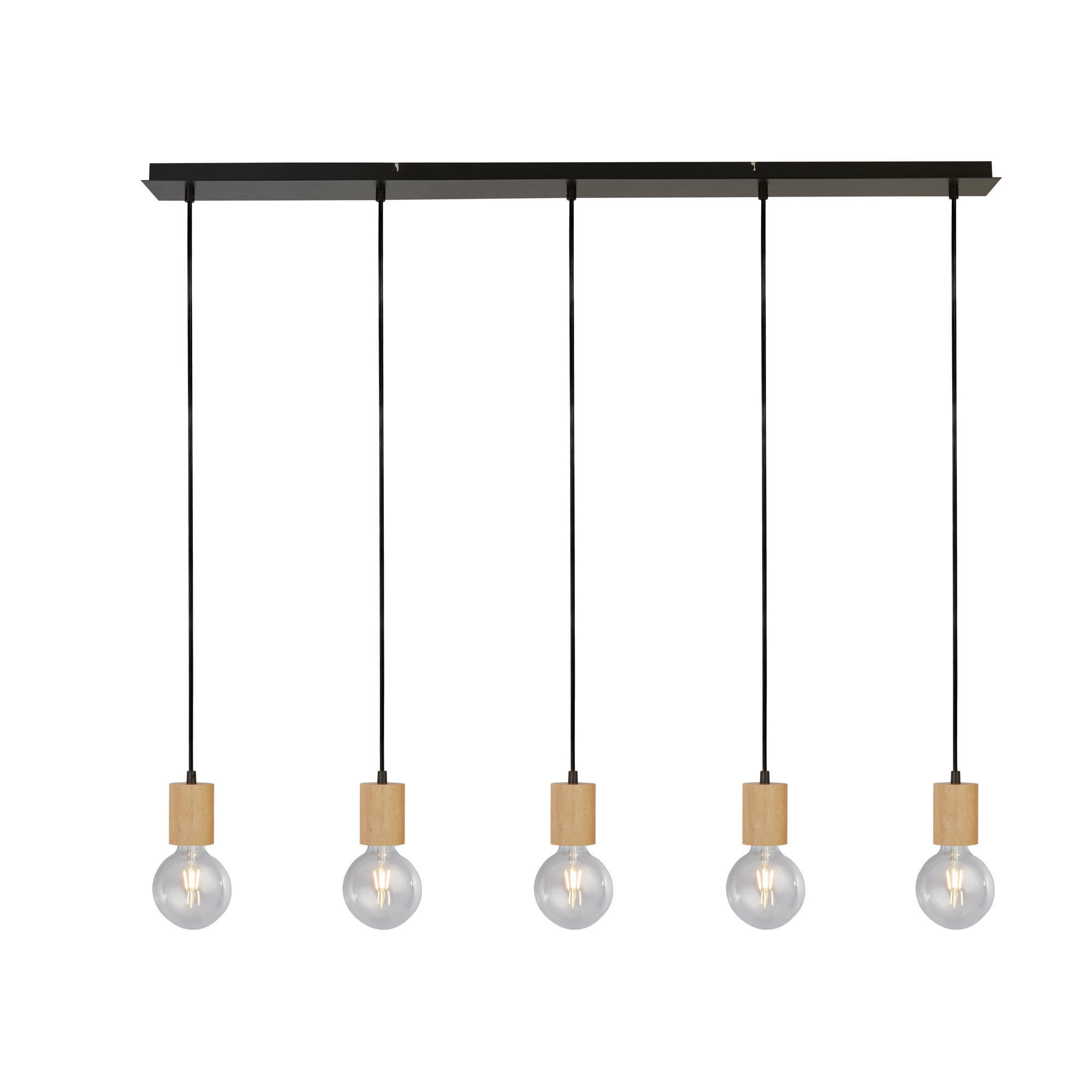 HÄNGELEUCHTE Spinny 10/9/115 cm   - Schwarz/Naturfarben, Natur, Holz/Metall (10/9/115cm)