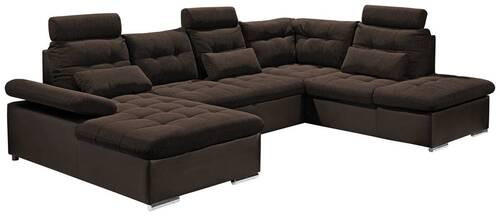 WOHNLANDSCHAFT Dunkelbraun Webstoff  - Dunkelbraun/Silberfarben, MODERN, Textil (170/324/218cm) - MID.YOU