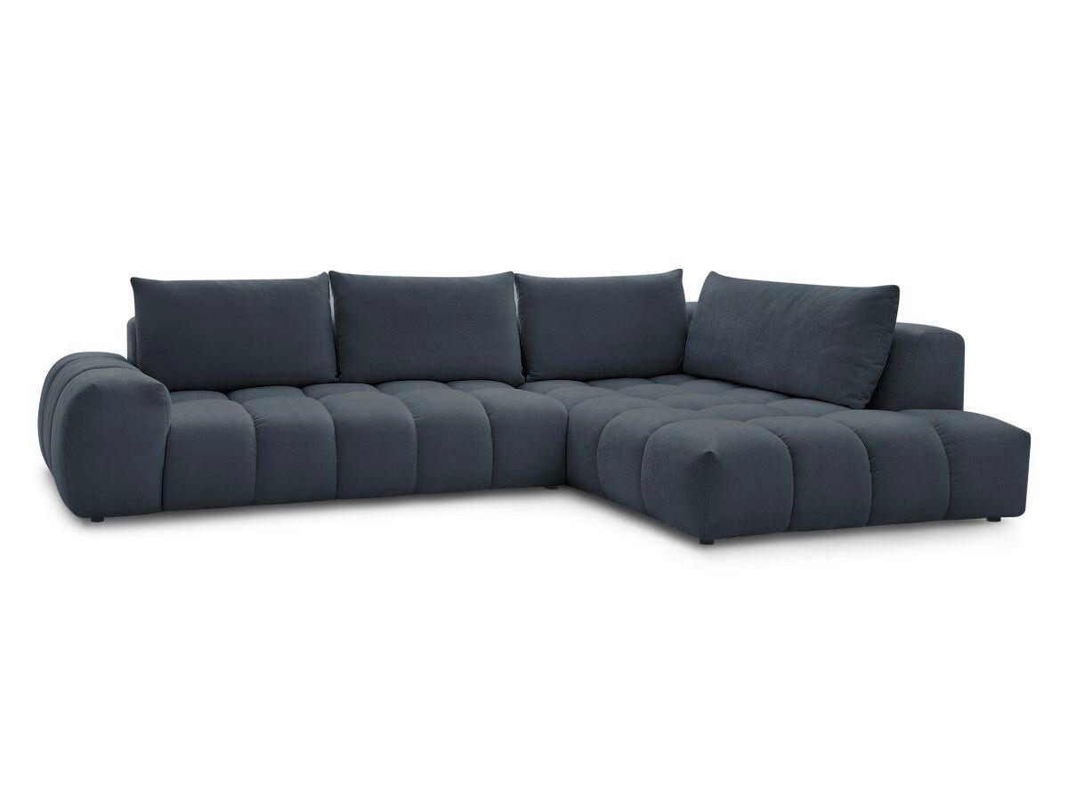 ECKSOFA Ottomane rechts  EVEREST Dunkelblau Struktur  - Schwarz/Dunkelblau, MODERN, Kunststoff/Textil (352/210cm) - Livetastic