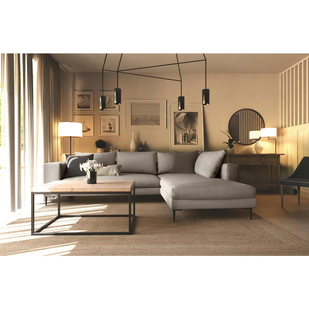 Thumbnail - Trendmanufaktur Ecksofa Aurora, Taupe, Textil, 4-Sitzer, Füllung: Schaumstoff, Silikon, Ottomane rechts, L-Form, 295x210...