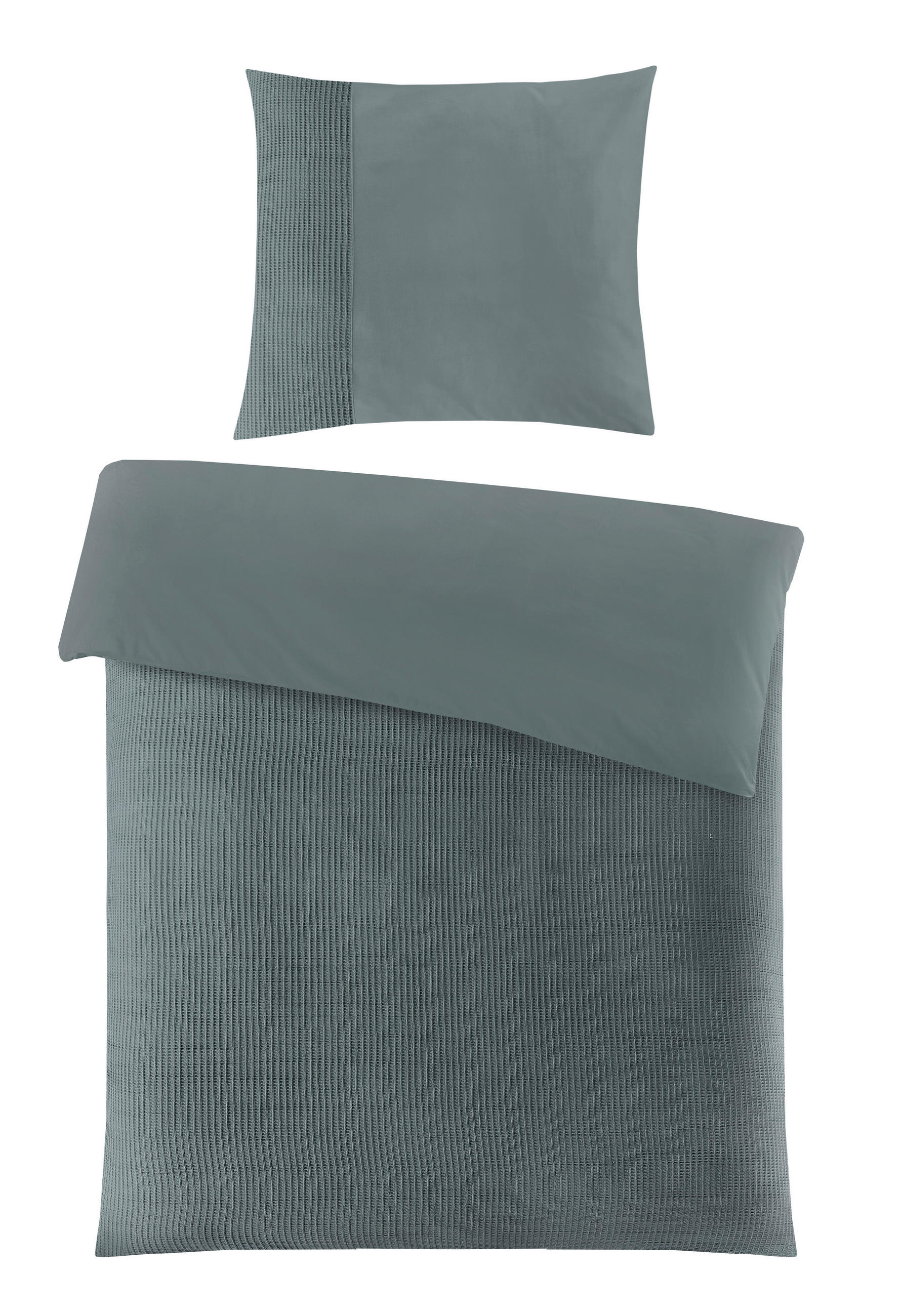 BETTWÄSCHE Waffelpiqué 135/200 cm  - Dunkelgrün, Design, Textil (135/200cm) - Novel