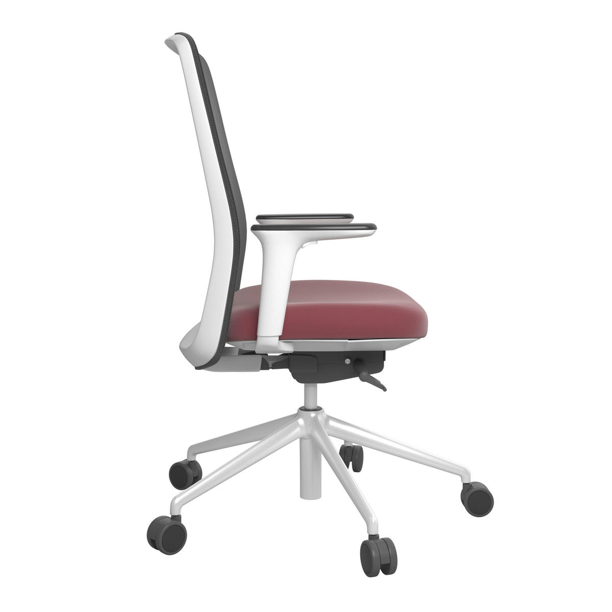 DREHSTUHL Lederlook Schwarz, Weiß, Dunkelrot  - Schwarz/Weiß, MODERN, Kunststoff/Textil (70/103-115/70cm)