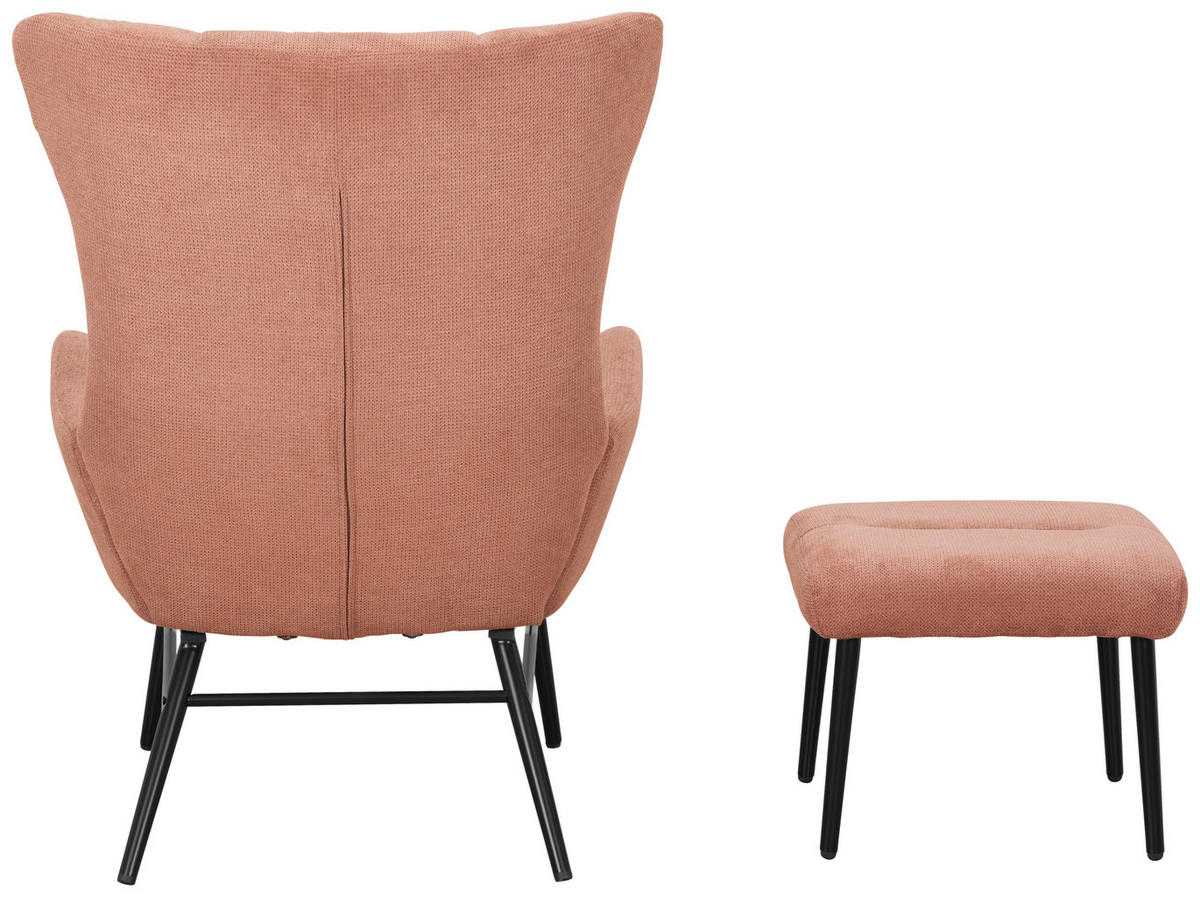 RELAXSESSELSET Samt    - Schwarz/Altrosa, Design, Textil/Metall (84/73/100cm) - Livetastic