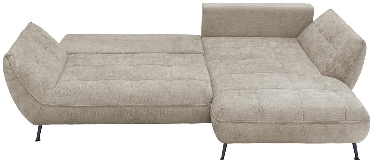 ECKSOFA in Struktur Sandfarben  - Sandfarben/Schwarz, Design, Textil/Metall (282/187cm) - Livetastic