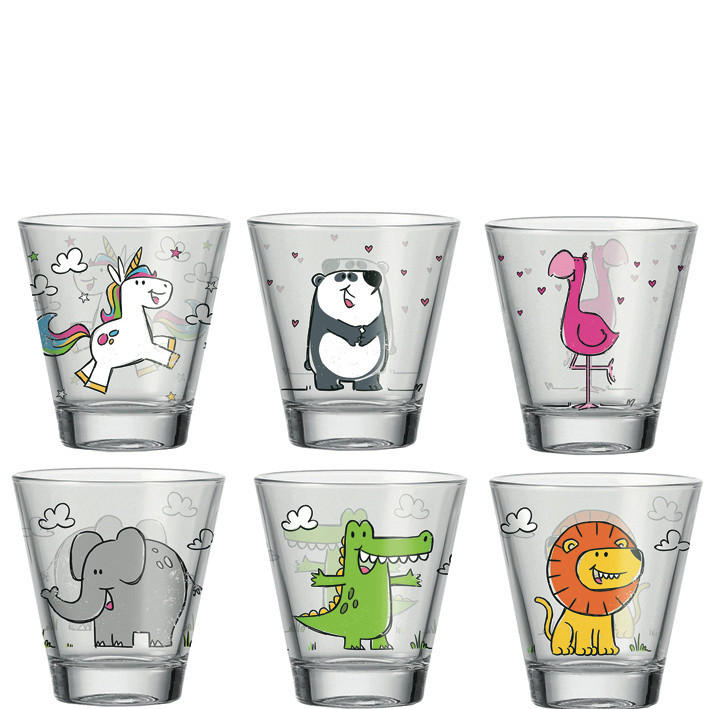 KINDER-GLÄSERSET Bambini  6-teilig  - Transparent/Multicolor, KONVENTIONELL (8,5/9/8,5cm) - Leonardo