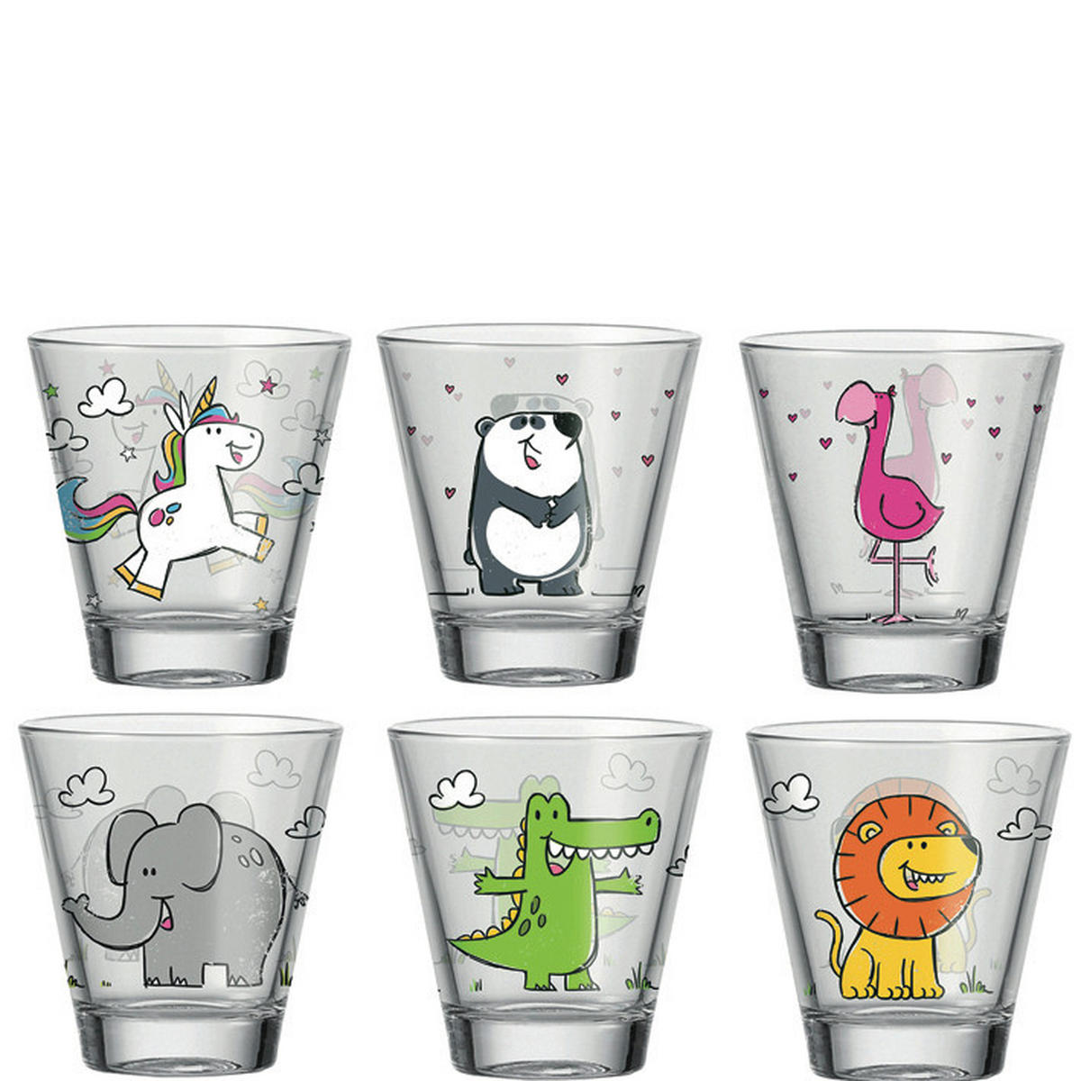 KINDER-GLÄSERSET Bambini  6-teilig  - Transparent/Multicolor, KONVENTIONELL (8,5/9/8,5cm) - Leonardo