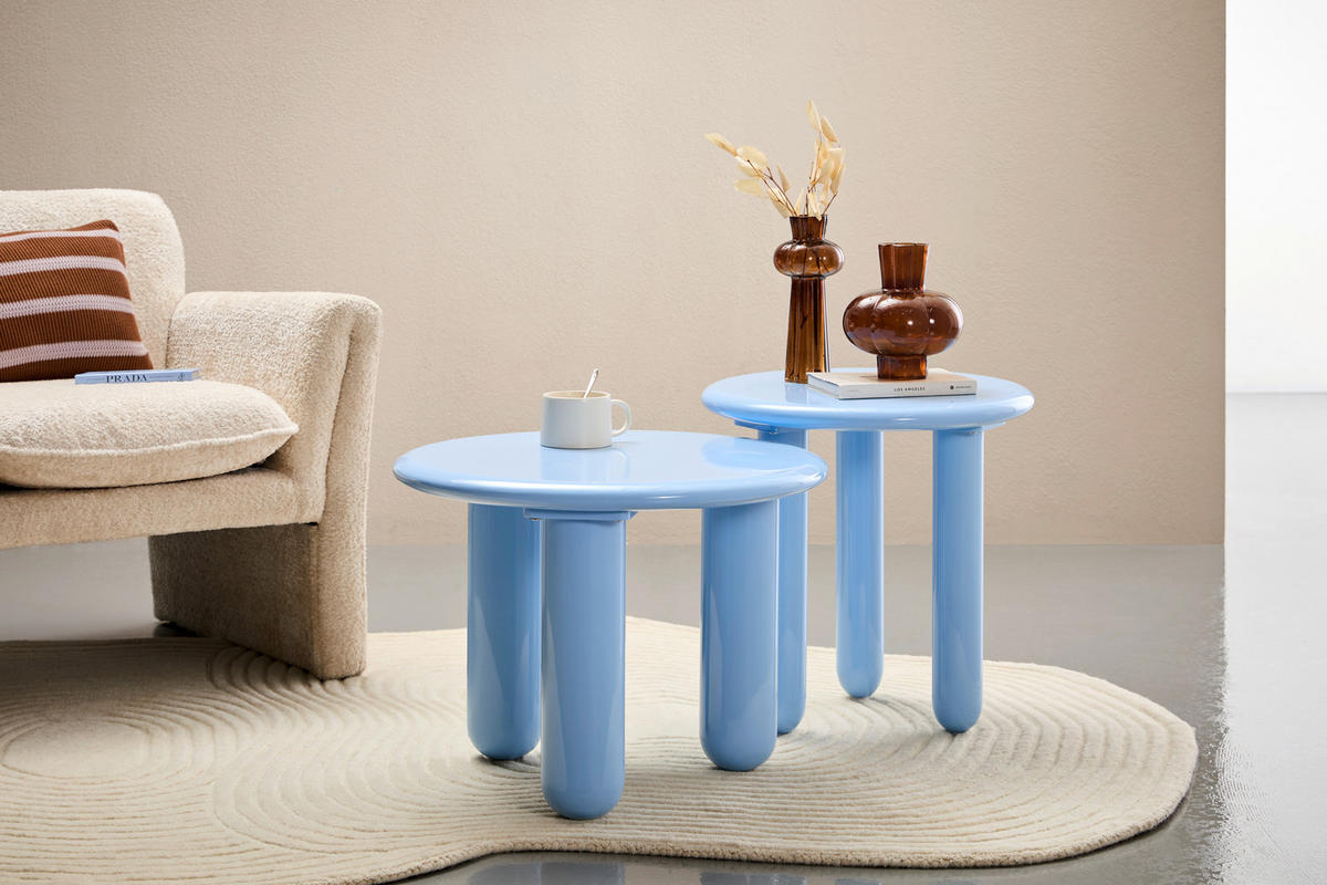 BEISTELLTISCH 60/60/45 cm Blau rund  - Blau, Design, Holzwerkstoff (60/60/45cm) - Novel