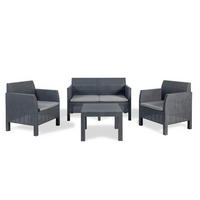 LOUNGEGARNITUR 4-teilig    - Anthrazit, Basics, Kunststoff